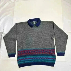Vintage Lord & Taylor Colorblock Long Sleeve Knit Pullover Sweater Mens Size XL